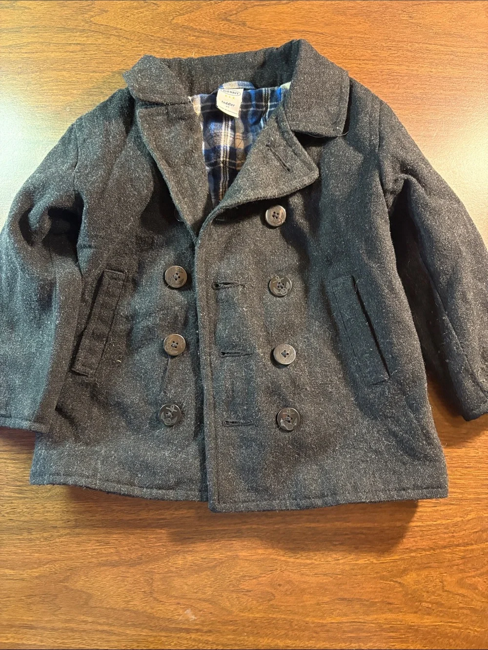 Children's Double-Breasted Wool-Blend Peacoat - Black